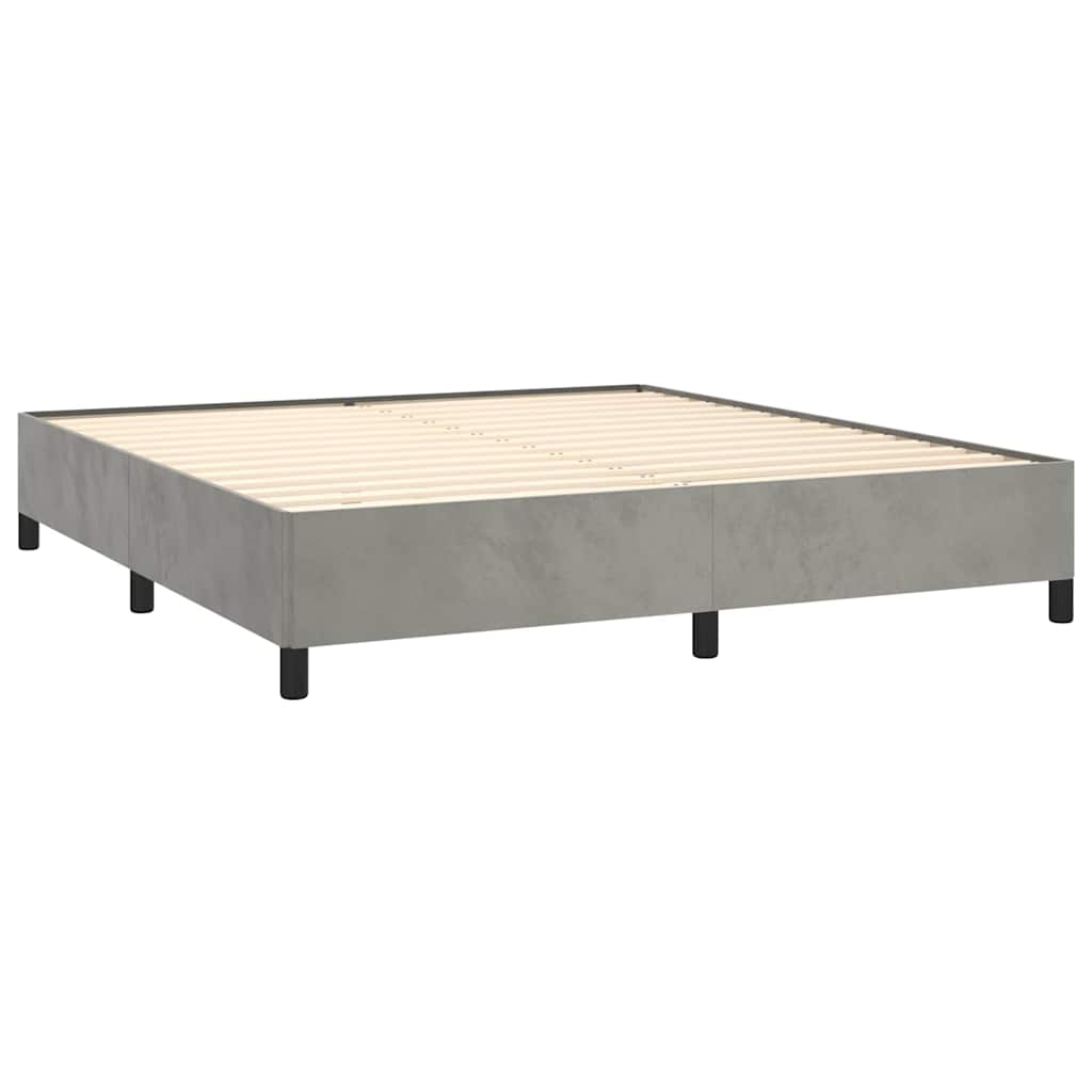 Giroletto a Molle con Materasso Grigio Chiaro 160x200cm Velluto