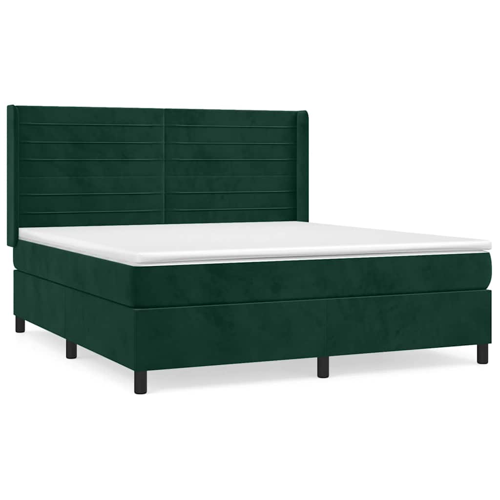 Giroletto a Molle con Materasso Verde Scuro 160x200 cm Velluto | homemem39