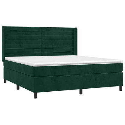 Giroletto a Molle con Materasso Verde Scuro 160x200 cm Velluto | homemem39