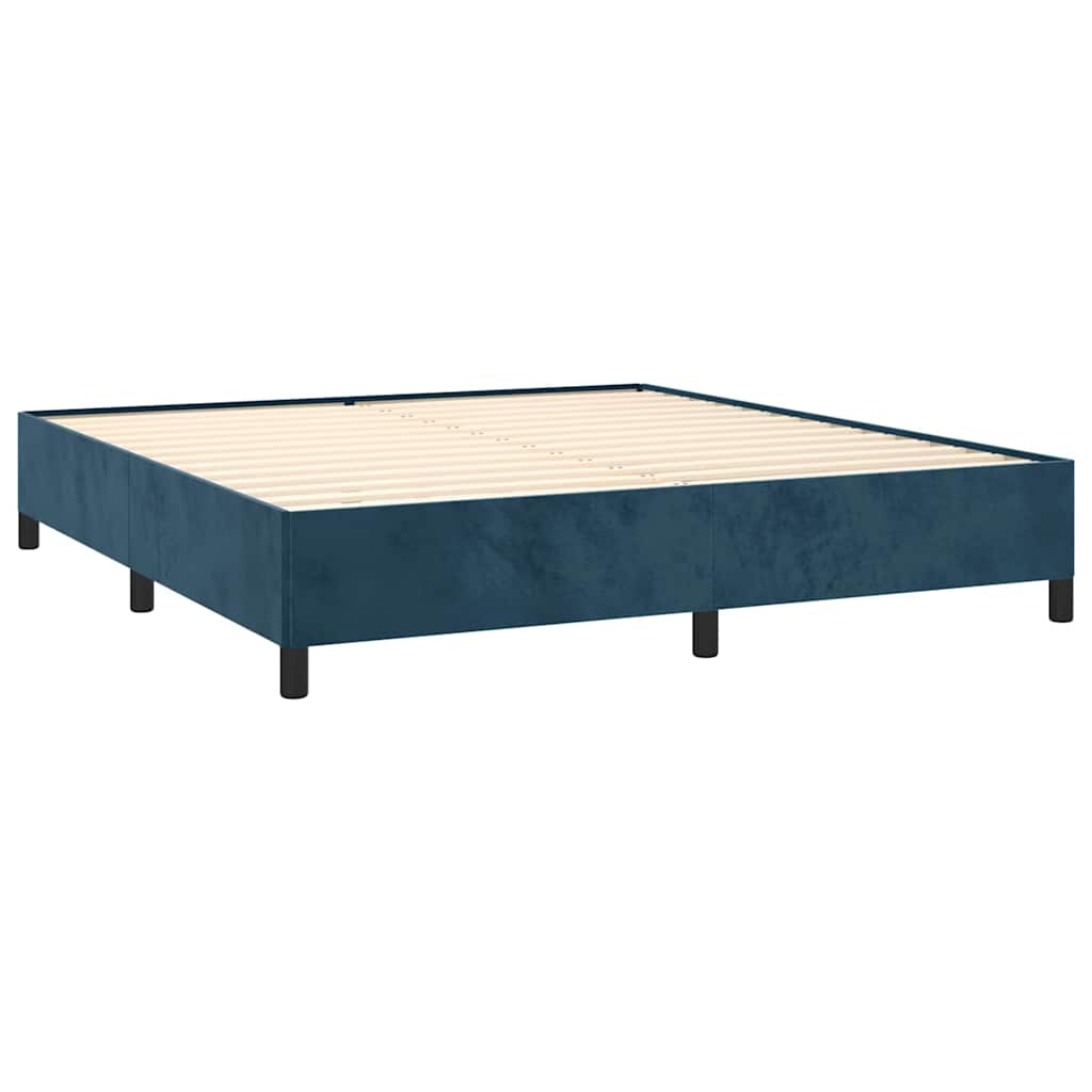 Giroletto a Molle con Materasso Blu Scuro 160x200 cm in Velluto