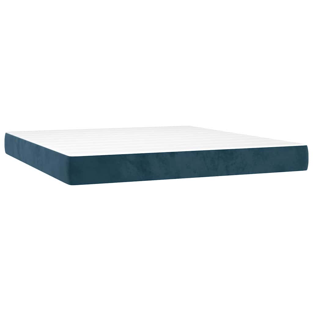 Giroletto a Molle con Materasso Blu Scuro 160x200 cm in Velluto