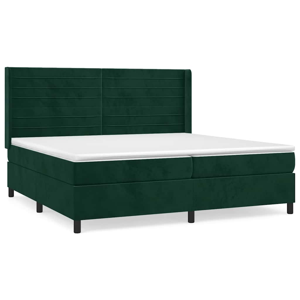 Giroletto a Molle con Materasso Verde Scuro 200x200 cm Velluto | homemem39