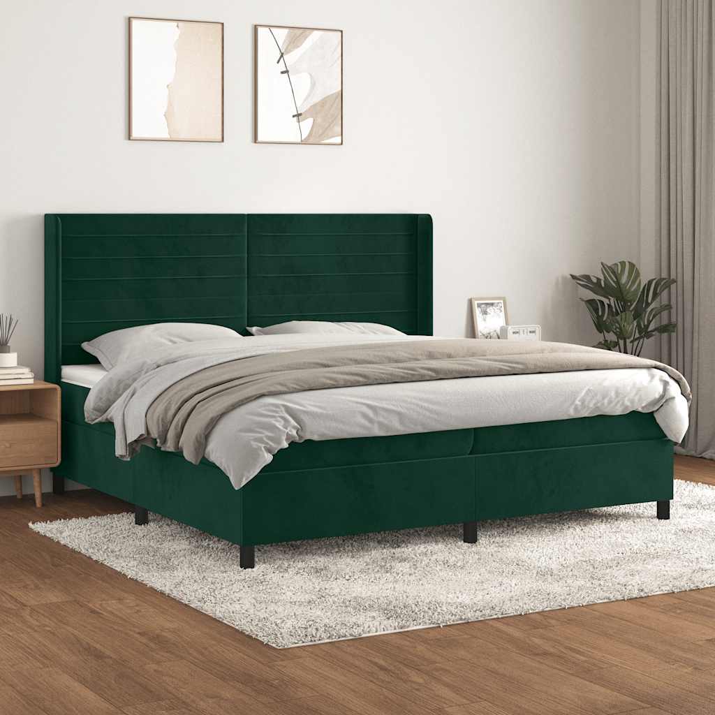 Giroletto a Molle con Materasso Verde Scuro 200x200 cm Velluto | homemem39