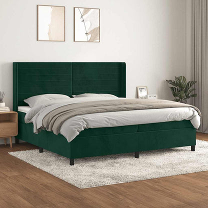 Giroletto a Molle con Materasso Verde Scuro 200x200 cm Velluto | homemem39