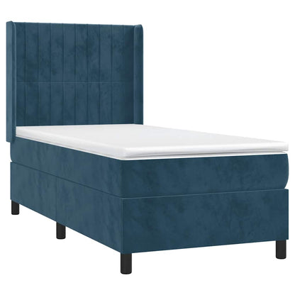Giroletto a Molle con Materasso Blu Scuro 90x190 cm in Velluto | homemem39