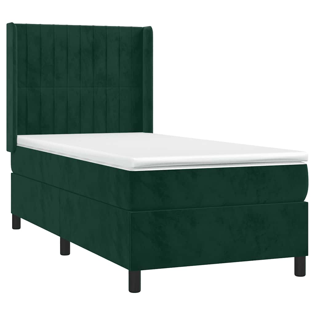 Giroletto a Molle con Materasso Verde Scuro 90x200 cm Velluto | homemem39