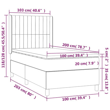 Giroletto a Molle con Materasso Blu Scuro 100x200 cm in Velluto | homemem39