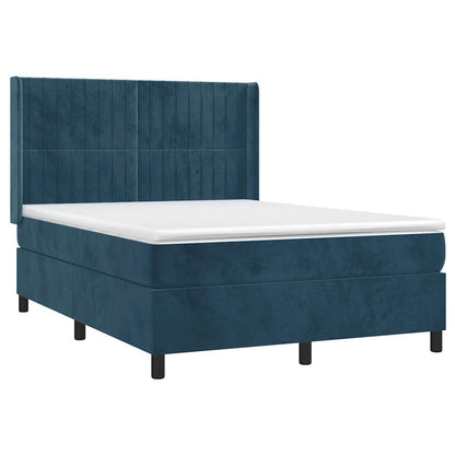 Giroletto a Molle con Materasso Blu Scuro 140x190 cm in Velluto | homemem39