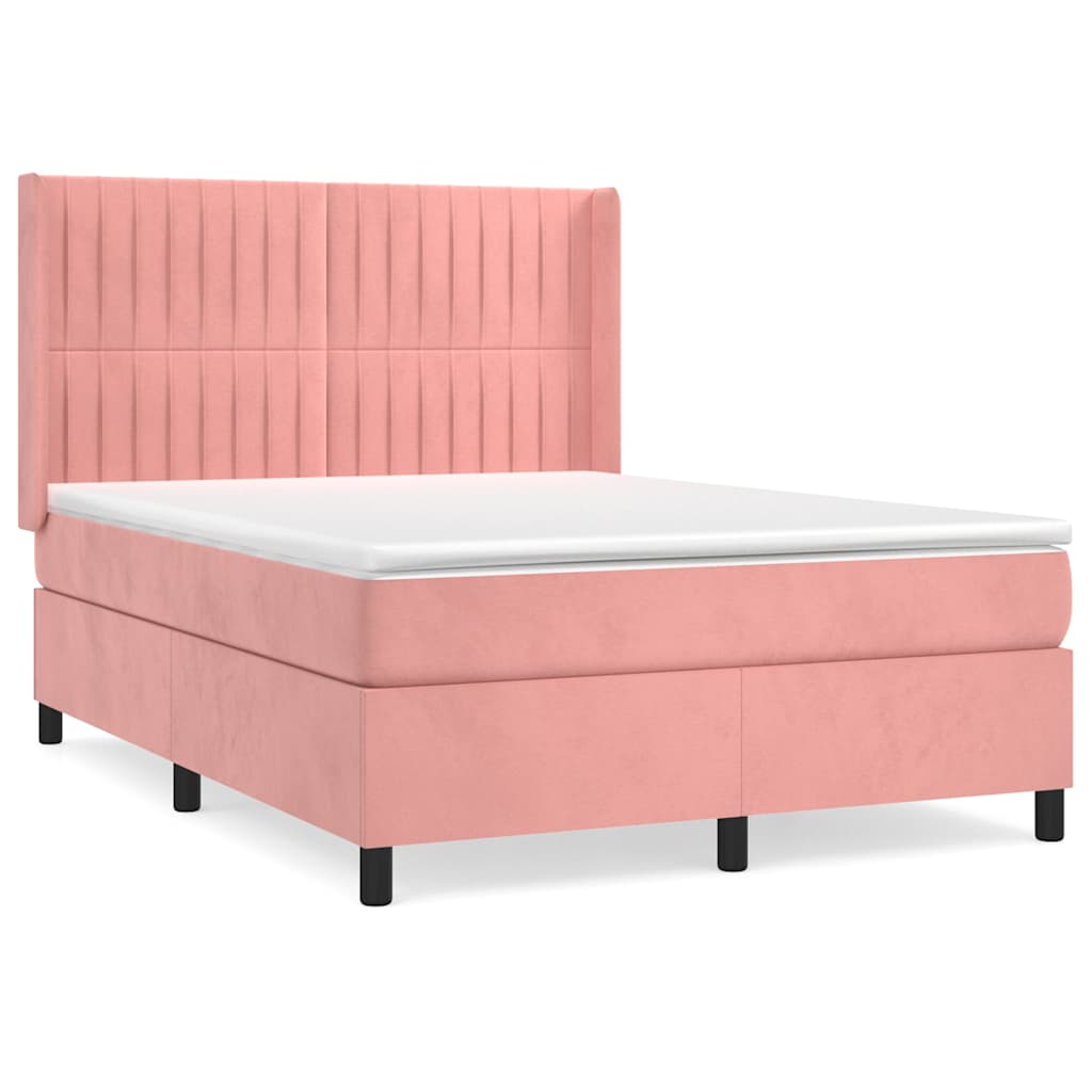 Giroletto a Molle con Materasso Rosa 140x190 cm in Velluto