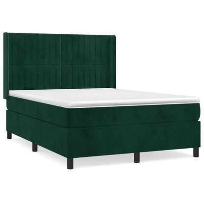 Giroletto a Molle con Materasso Verde Scuro 140x200 cm Velluto | homemem39