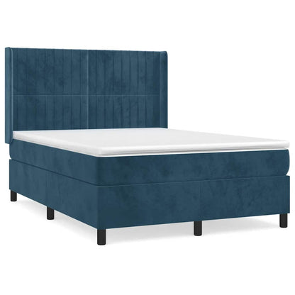 Giroletto a Molle con Materasso Blu Scuro 140x200 cm in Velluto | homemem39