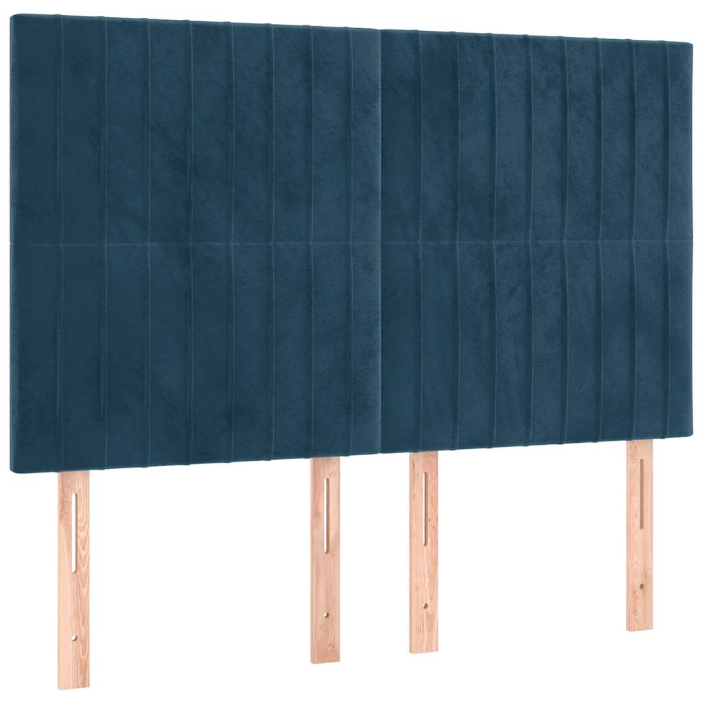 Giroletto a Molle con Materasso Blu Scuro 140x200 cm in Velluto | homemem39