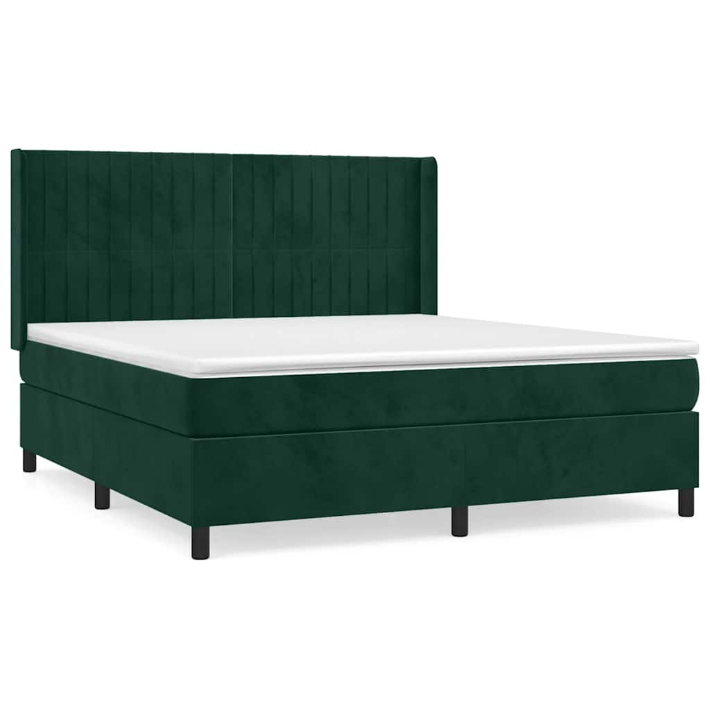 Giroletto a Molle con Materasso Verde Scuro 160x200 cm Velluto | homemem39