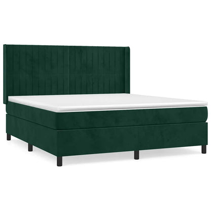 Giroletto a Molle con Materasso Verde Scuro 160x200 cm Velluto | homemem39