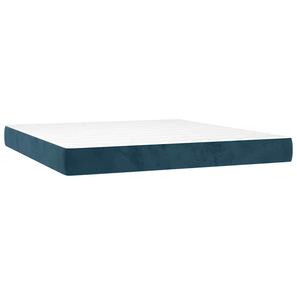 Giroletto a Molle con Materasso Blu Scuro 160x200 cm in Velluto | homemem39