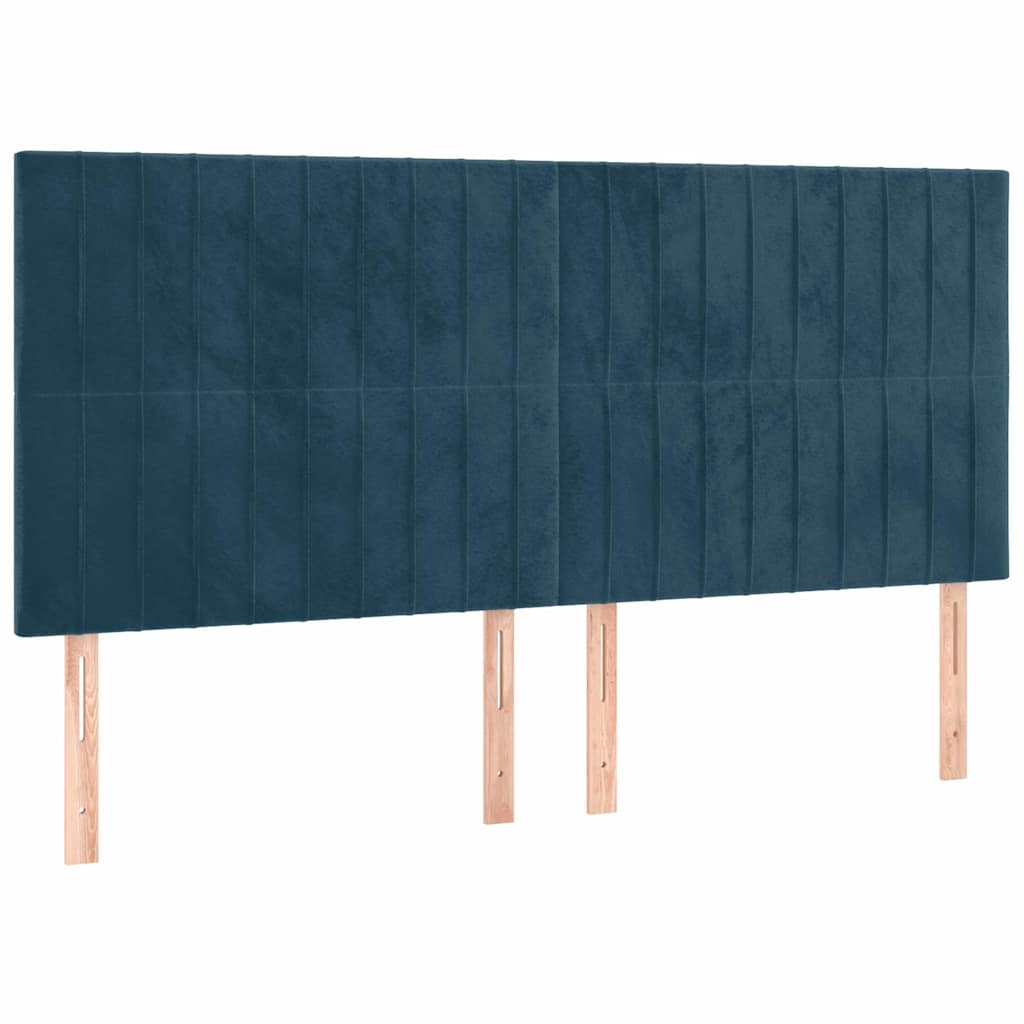 Giroletto a Molle con Materasso Blu Scuro 160x200 cm in Velluto