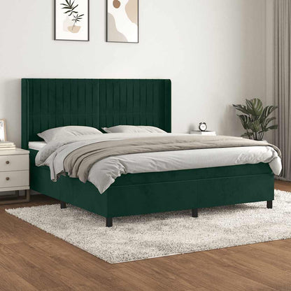Giroletto a Molle con Materasso Verde Scuro 180x200 cm Velluto | homemem39
