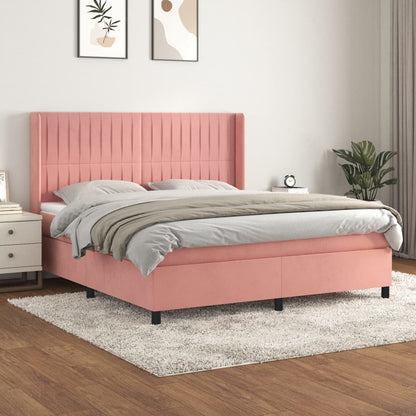 Giroletto a Molle con Materasso Rosa 180x200 cm in Velluto | homemem39