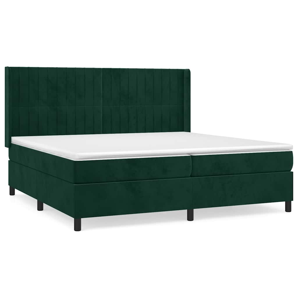 Giroletto a Molle con Materasso Verde Scuro 200x200 cm Velluto | homemem39