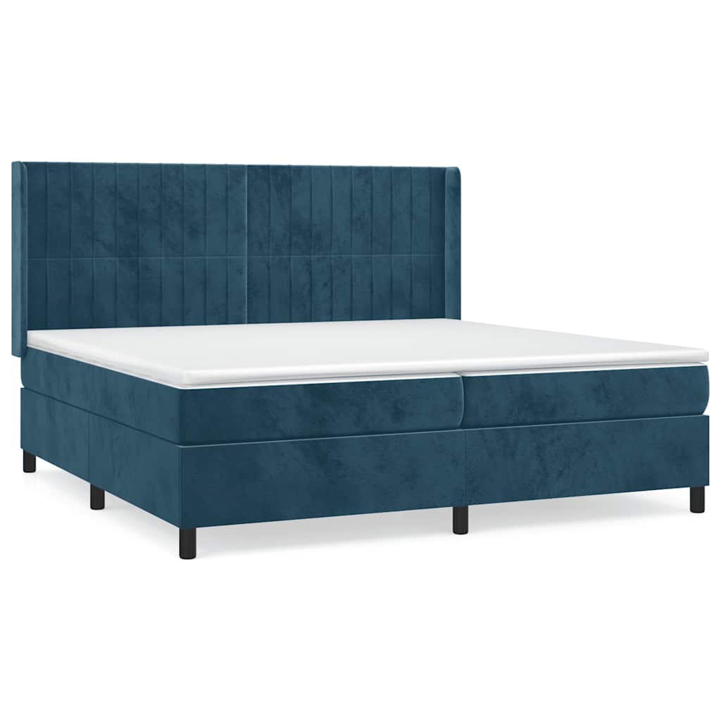 Giroletto a Molle con Materasso Blu Scuro 200x200 cm in Velluto | homemem39
