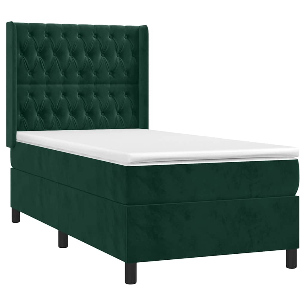 Giroletto a Molle con Materasso Verde Scuro 80x200 cm Velluto | homemem39
