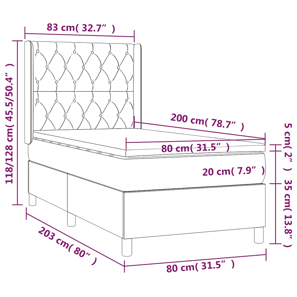 Giroletto a Molle con Materasso Blu Scuro 80x200 cm in Velluto | homemem39