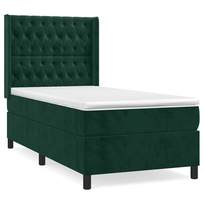 Giroletto a Molle con Materasso Verde Scuro 90x190 cm Velluto | homemem39