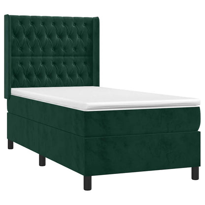 Giroletto a Molle con Materasso Verde Scuro 90x190 cm Velluto | homemem39