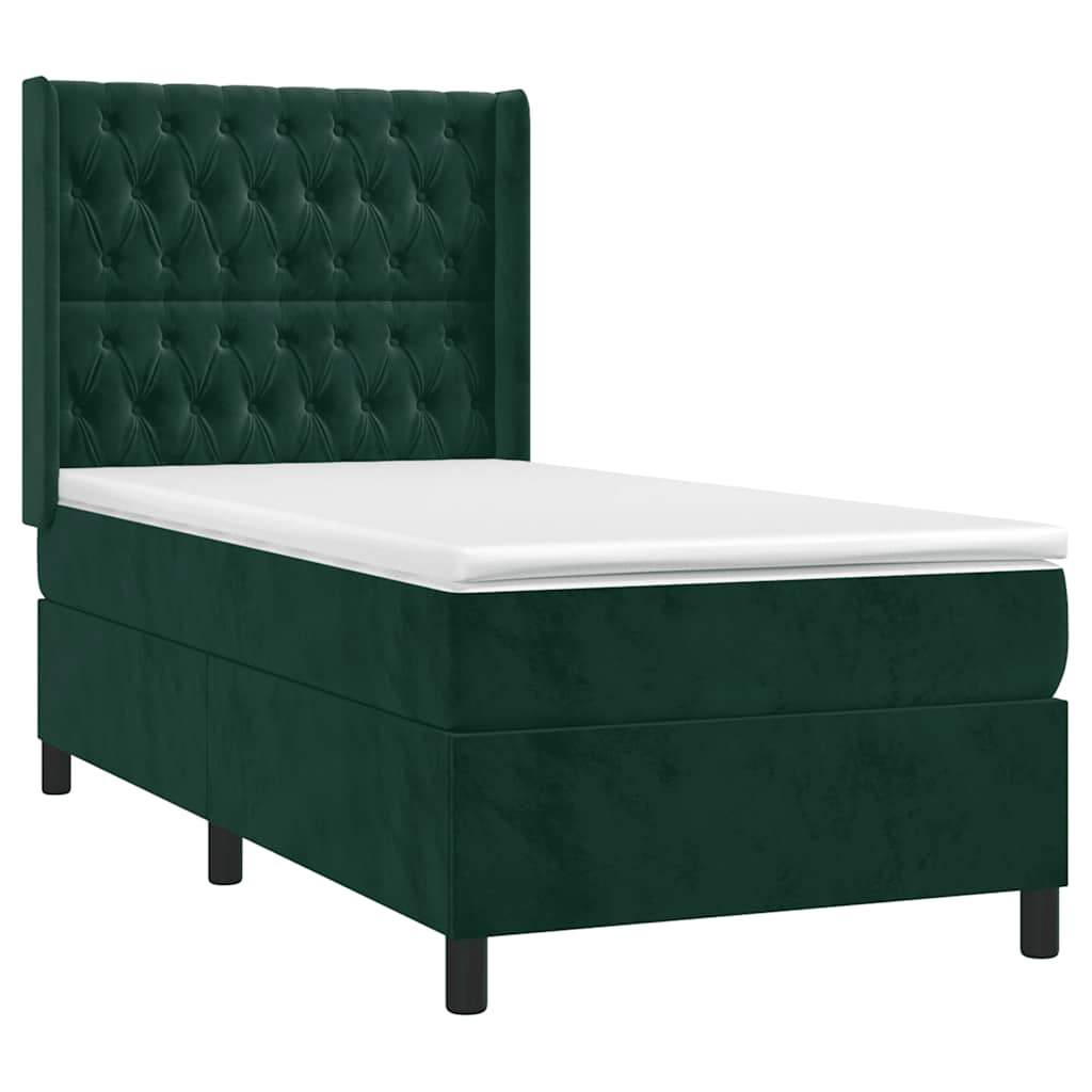 Giroletto a Molle con Materasso Verde Scuro 90x200 cm Velluto | homemem39