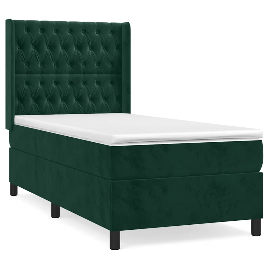 Giroletto a Molle con Materasso Verde Scuro 100x200 cm Velluto | homemem39