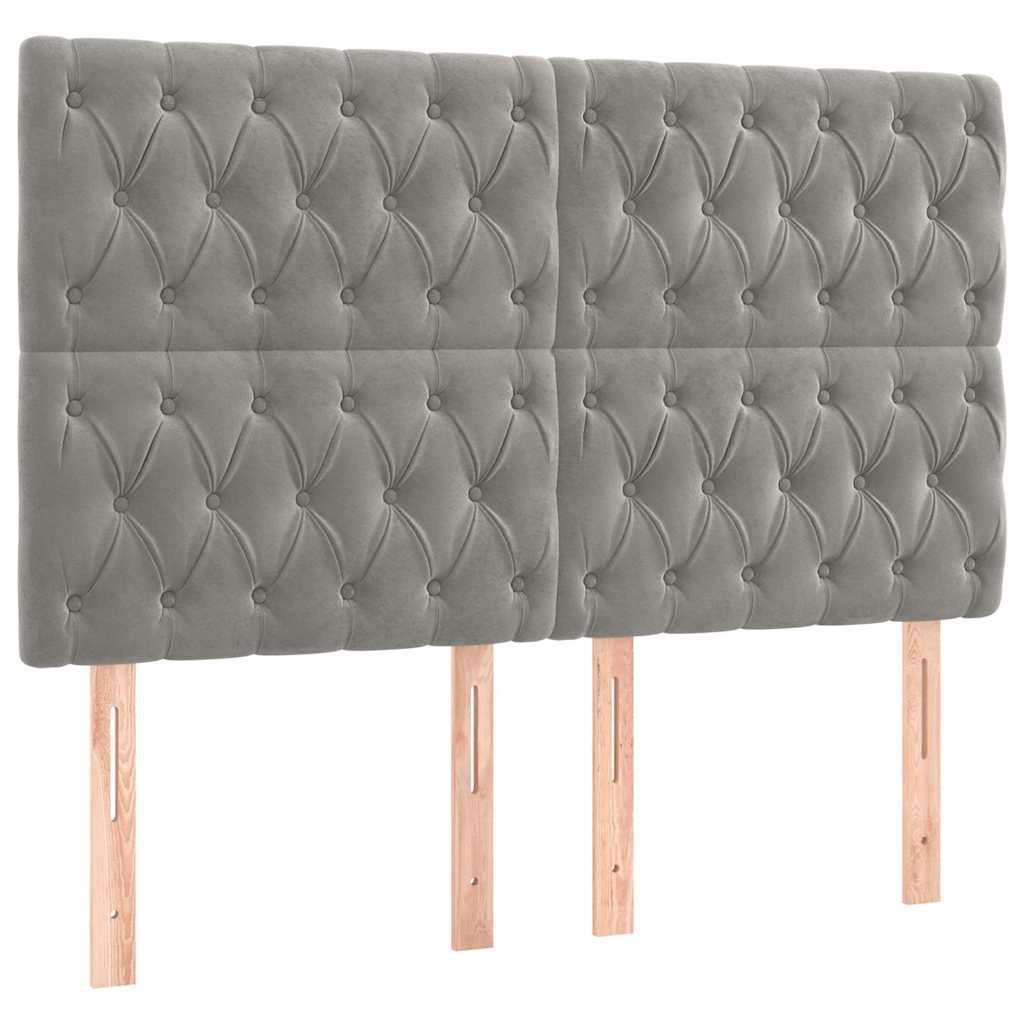 Giroletto a Molle con Materasso Grigio Chiaro 140x190cm Velluto