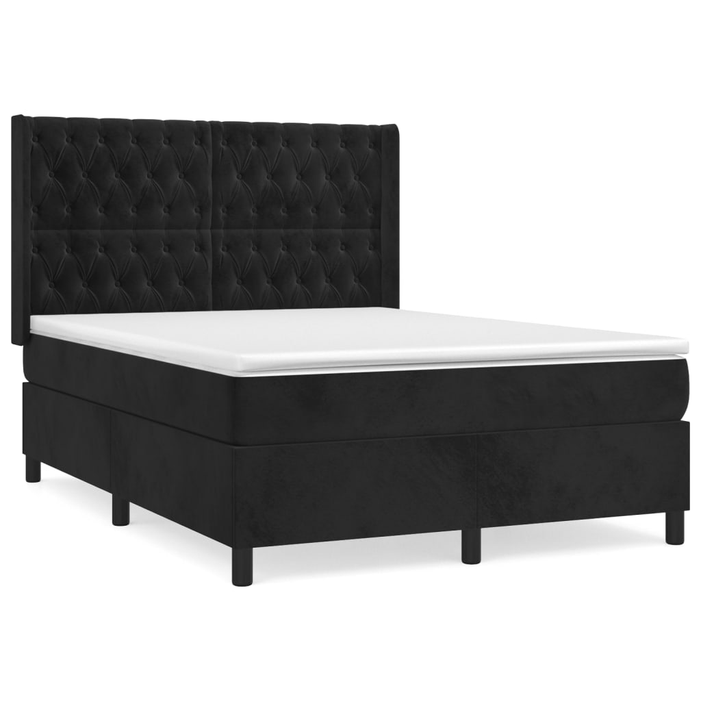 Giroletto a Molle con Materasso Nero 140x190 cm in Velluto | homemem39