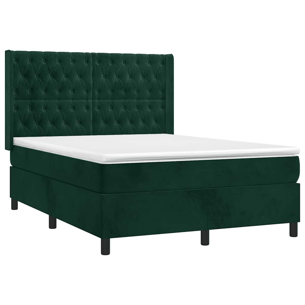 Giroletto a Molle con Materasso Verde Scuro 140x190 cm Velluto | homemem39