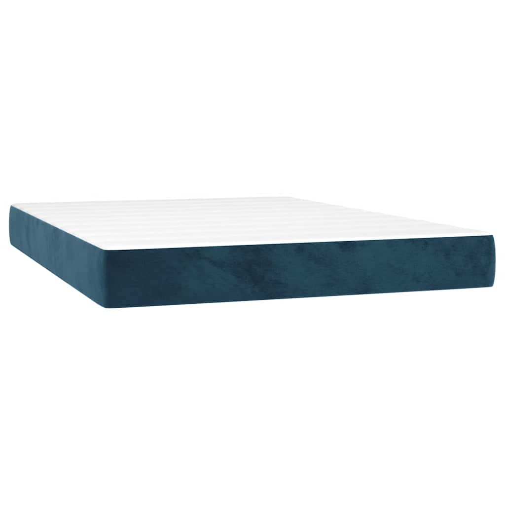Giroletto a Molle con Materasso Blu Scuro 140x190 cm in Velluto | homemem39