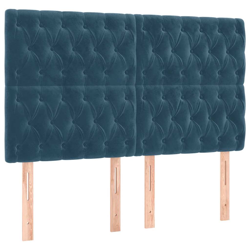 Giroletto a Molle con Materasso Blu Scuro 140x190 cm in Velluto | homemem39