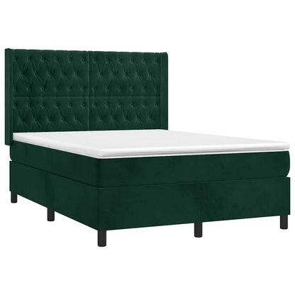 Giroletto a Molle con Materasso Verde Scuro 140x200 cm Velluto