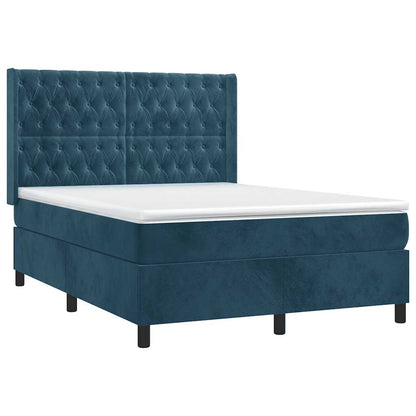 Giroletto a Molle con Materasso Blu Scuro 140x200 cm in Velluto | homemem39