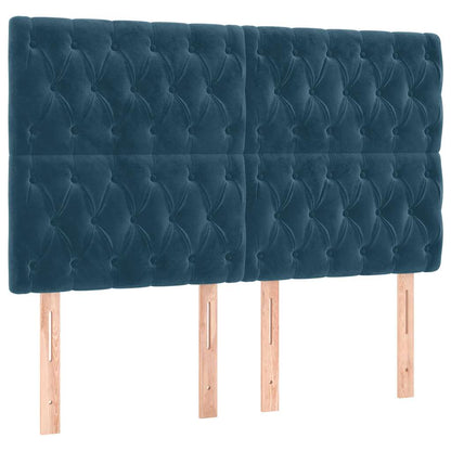Giroletto a Molle con Materasso Blu Scuro 140x200 cm in Velluto | homemem39