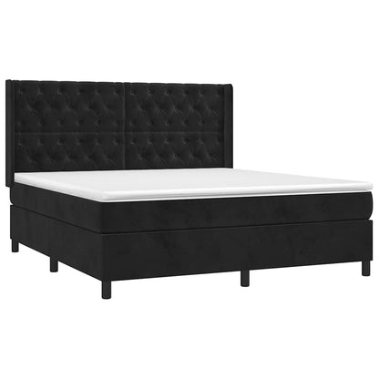 Giroletto a Molle con Materasso Nero 160x200 cm in Velluto