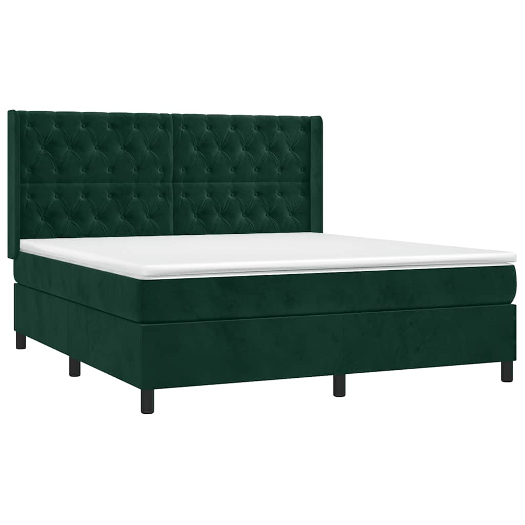Giroletto a Molle con Materasso Verde Scuro 160x200 cm Velluto | homemem39