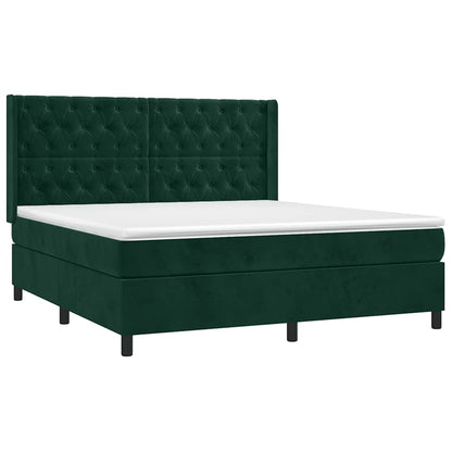 Giroletto a Molle con Materasso Verde Scuro 160x200 cm Velluto | homemem39