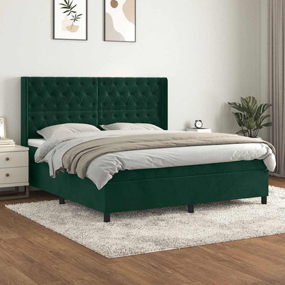 Giroletto a Molle con Materasso Verde Scuro 160x200 cm Velluto | homemem39