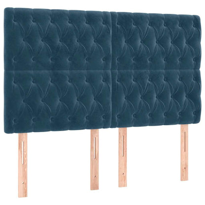 Giroletto a Molle con Materasso Blu Scuro 160x200 cm in Velluto | homemem39