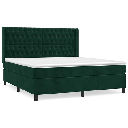 Giroletto a Molle con Materasso Verde Scuro 180x200 cm Velluto | homemem39