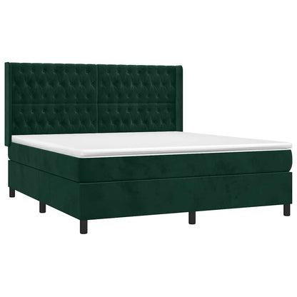 Giroletto a Molle con Materasso Verde Scuro 180x200 cm Velluto | homemem39