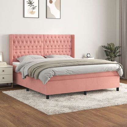 Giroletto a Molle con Materasso Rosa 180x200 cm in Velluto | homemem39