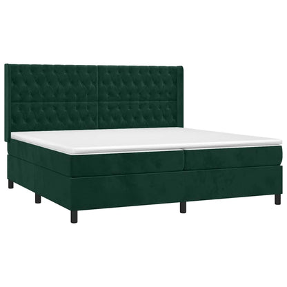 Giroletto a Molle con Materasso Verde Scuro 200x200 cm Velluto | homemem39