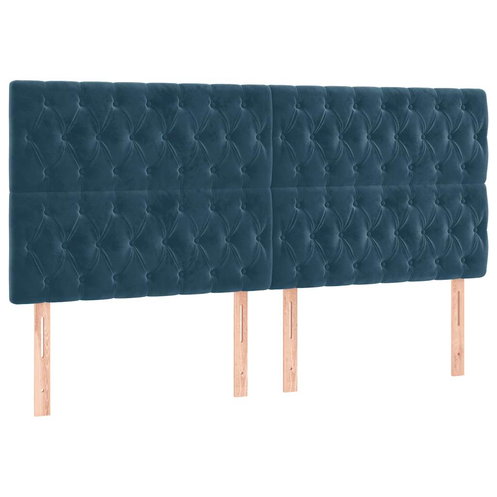 Giroletto a Molle con Materasso Blu Scuro 200x200 cm in Velluto | homemem39