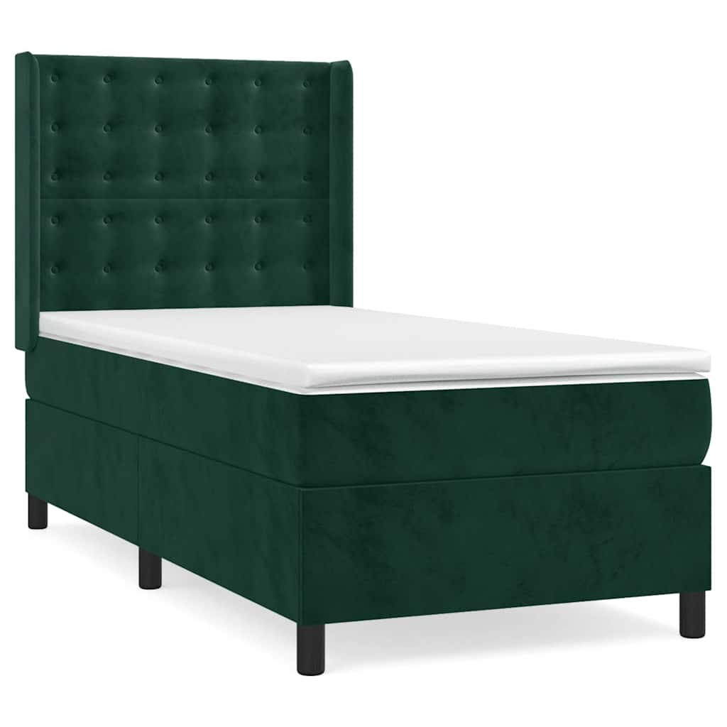 Giroletto a Molle con Materasso Verde Scuro 80x200 cm Velluto | homemem39