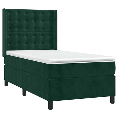 Giroletto a Molle con Materasso Verde Scuro 80x200 cm Velluto | homemem39